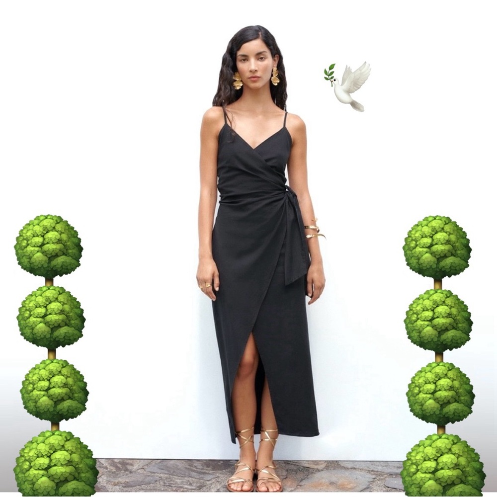 Zara Black Asymmetrical Sundress with Slit